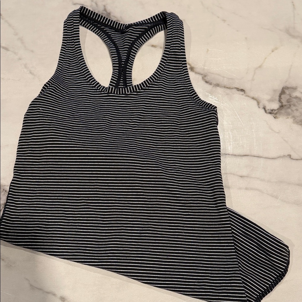 lululemon athletica Black and White Striped Tank Top